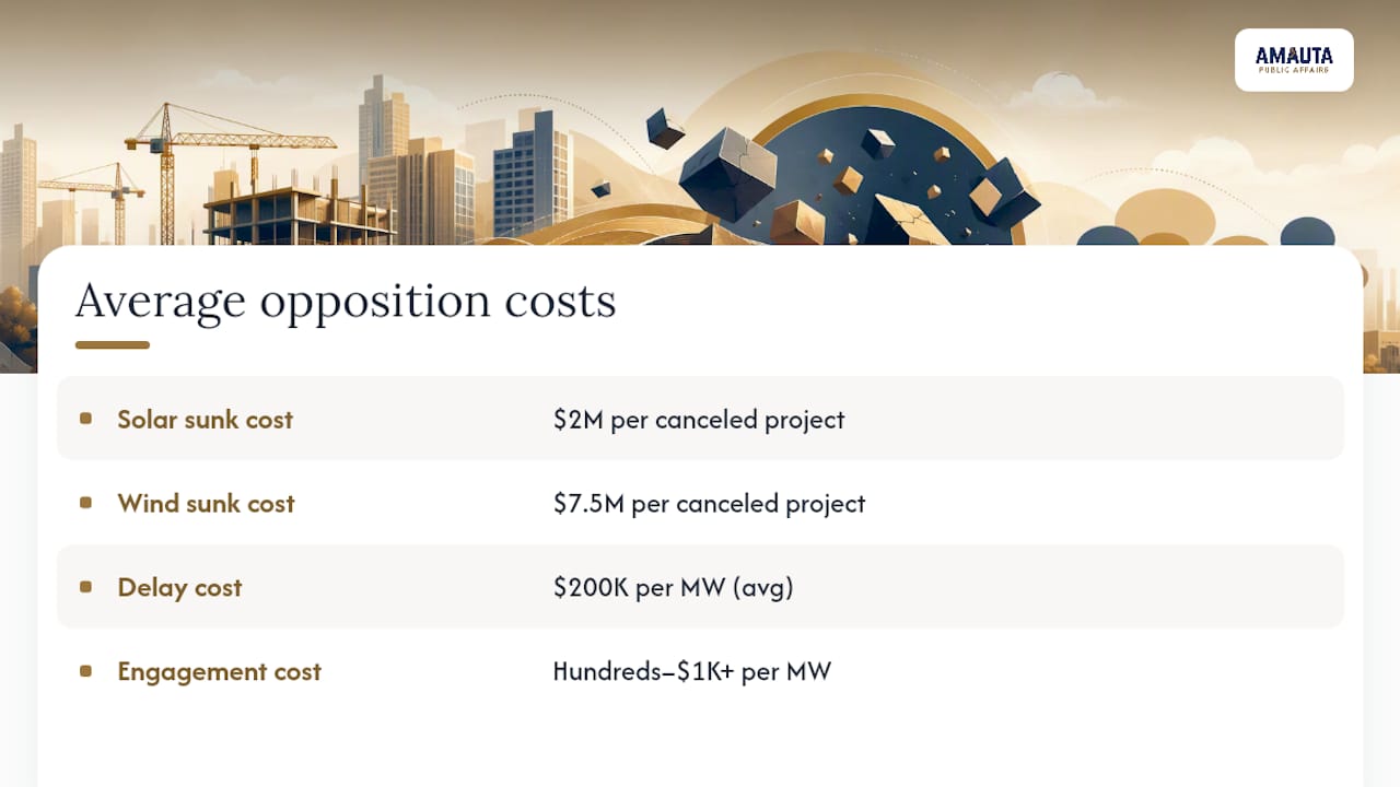 Comparison of sunk, delay, and engagement costs for energy projects