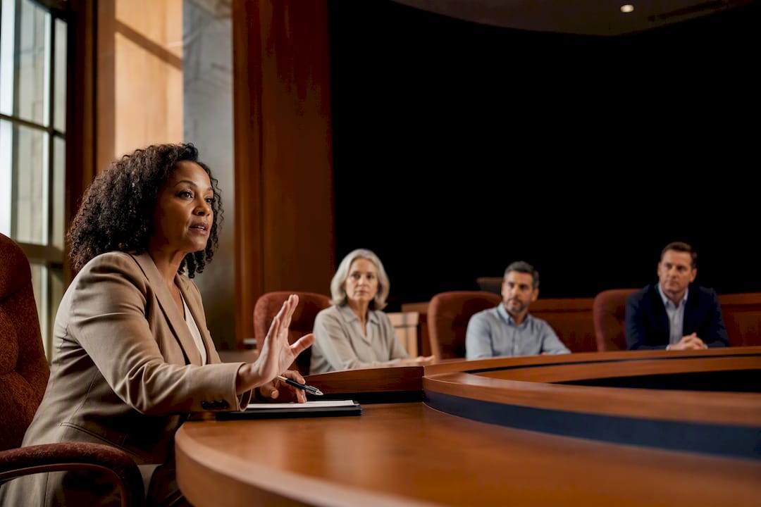 Facilitator moderating a stakeholder meeting