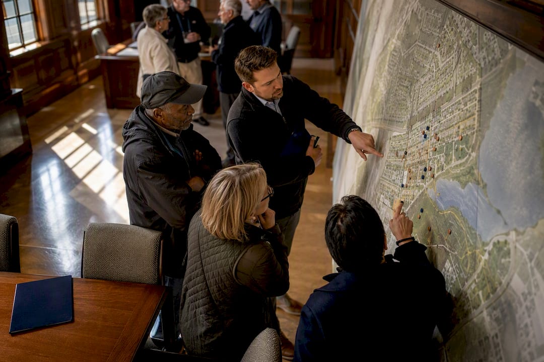 Stakeholders reviewing a land-use project plan