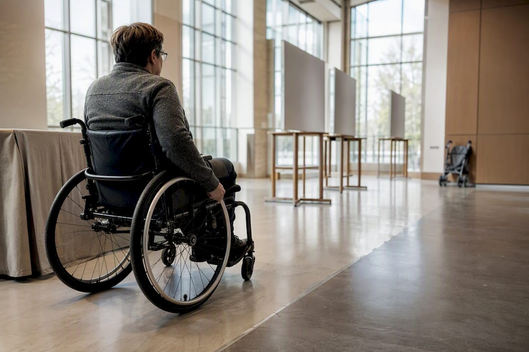 Wheelchair user testing an accessible event route