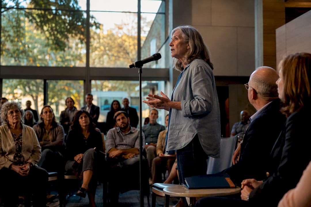 Resident speaking at environmental review meeting