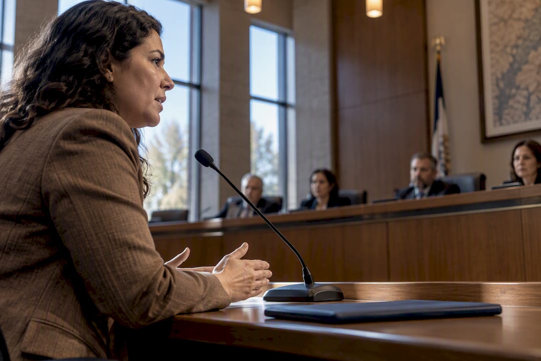 Resident speaking at a land-use hearing