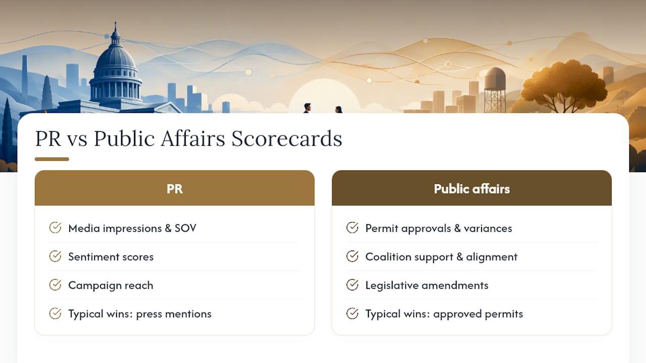 PR and public affairs success metrics comparison
