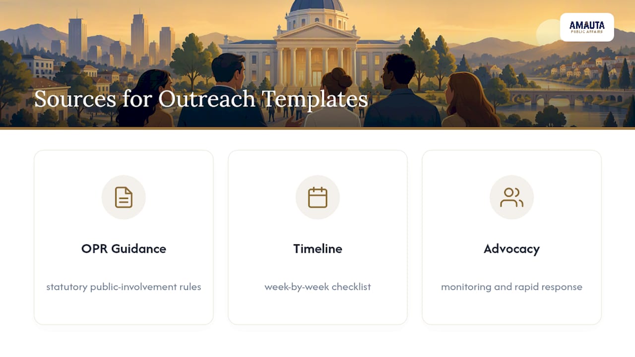 Where to Go for Statutory Norms and Outreach Templates — overview diagram