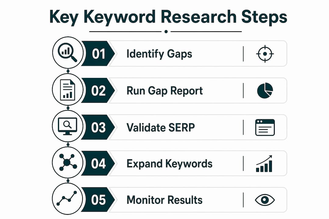 Infographic showing competitor keyword research steps