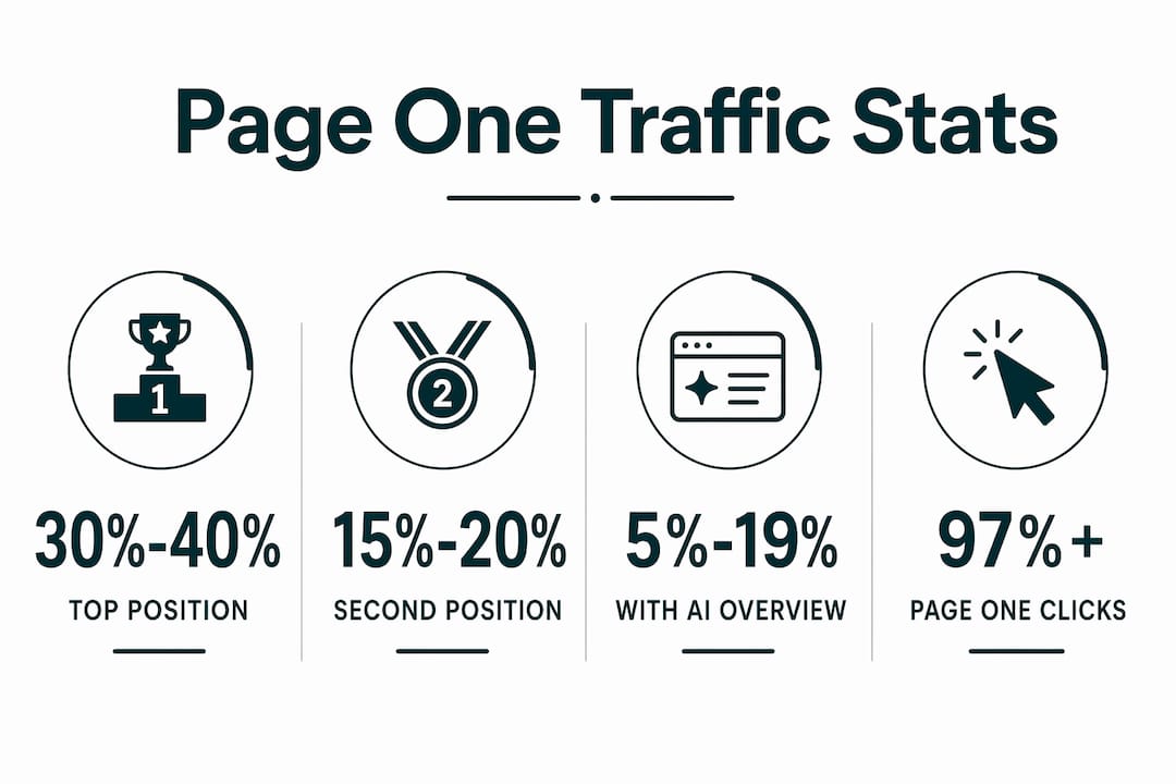 Infographic displaying key page one search traffic statistics