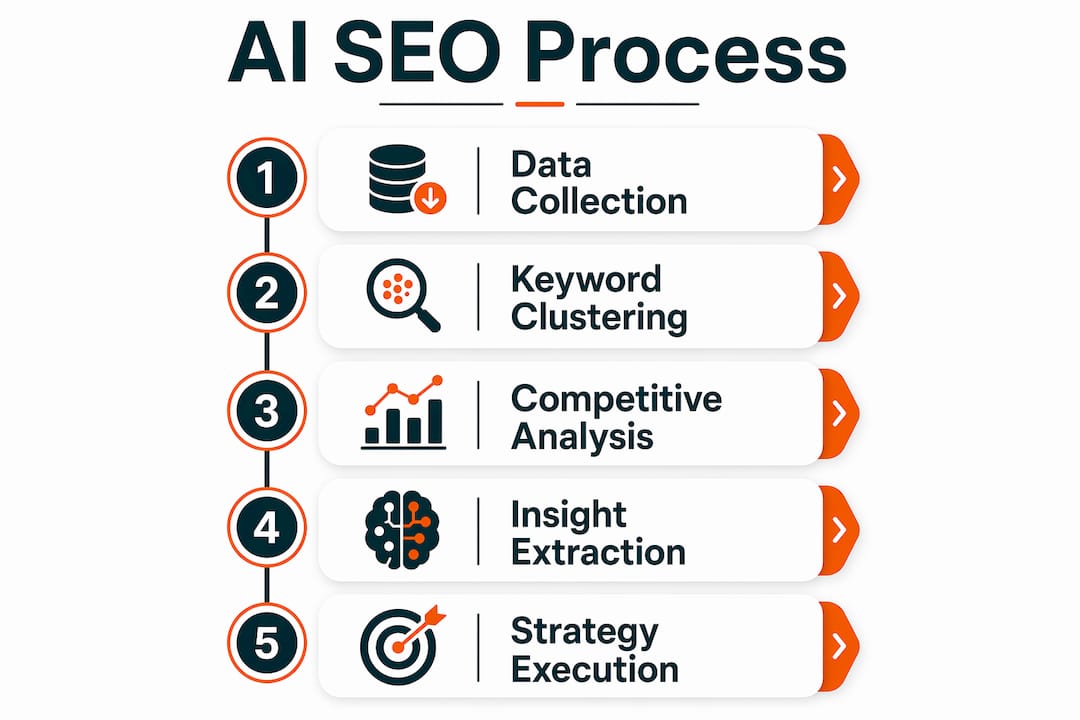 Infographic displaying AI-driven competitor SEO process