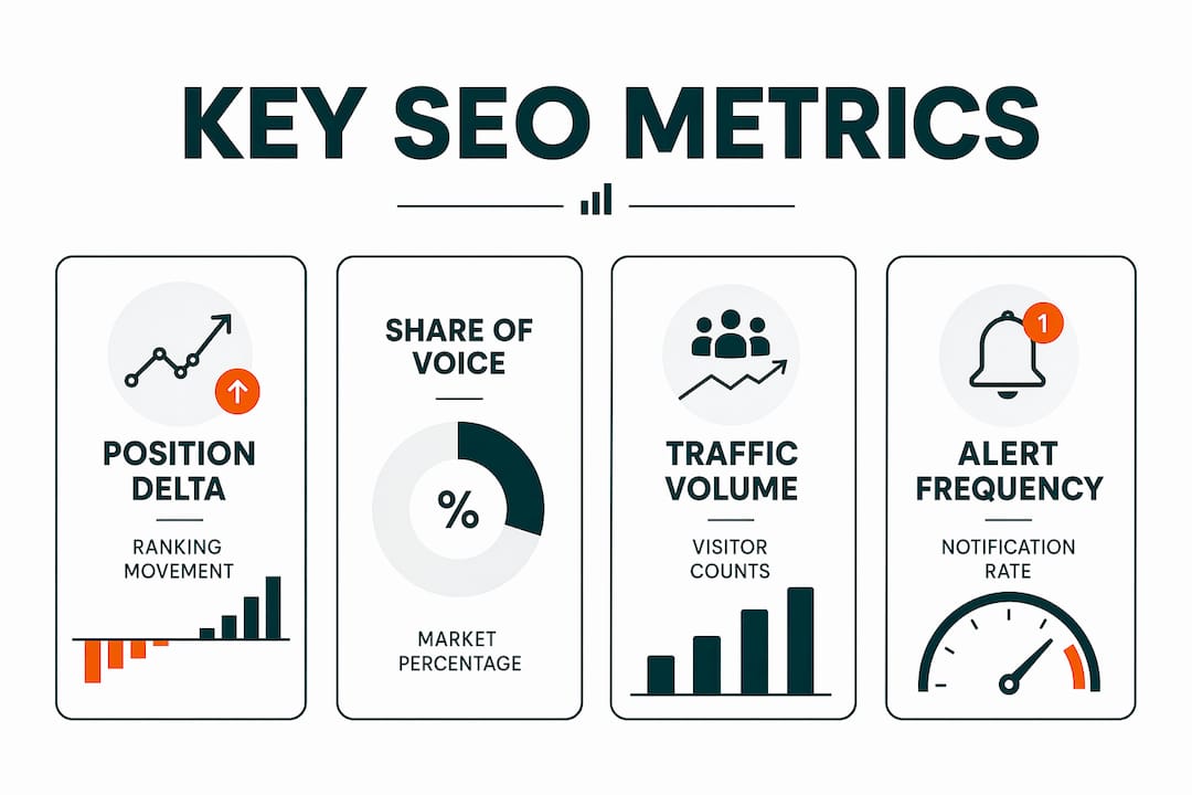Infographic depicting key competitor ranking SEO metrics