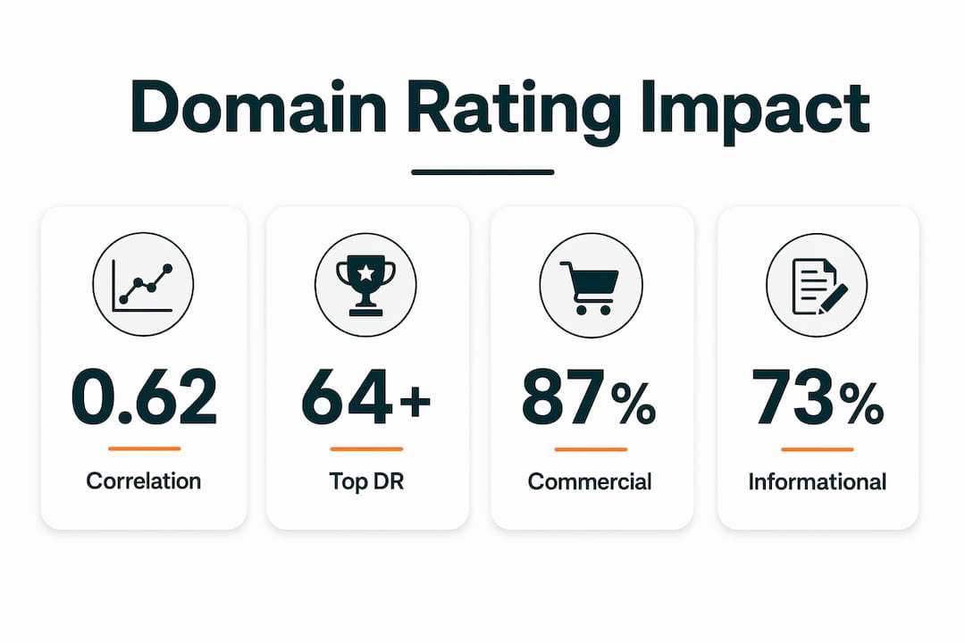 Infographic showing domain rating correlation statistics