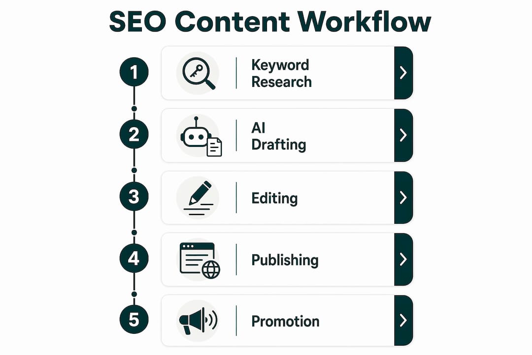 Infographic illustrating budget SEO content creation steps