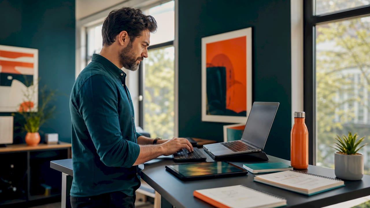 Close-up on analyst hands typing SEO data