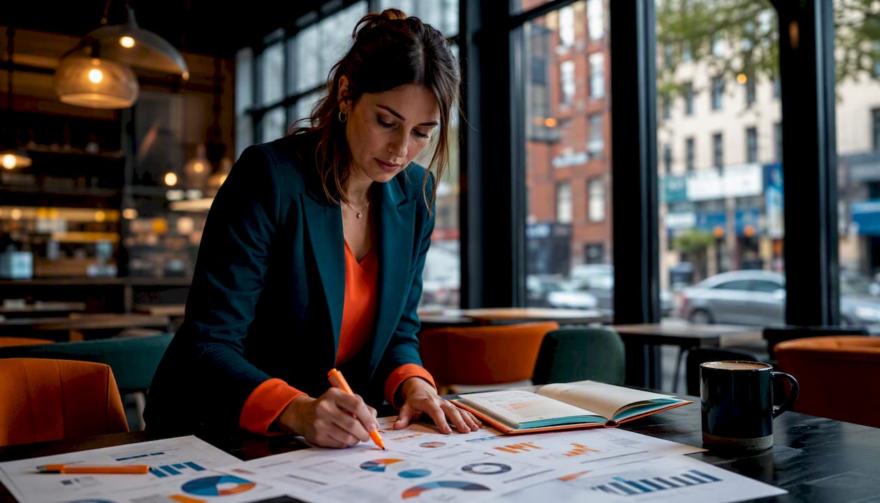 Marketer analyzing CTR charts and data