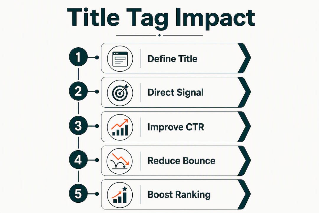 Infographic illustrating title tag impact on rankings