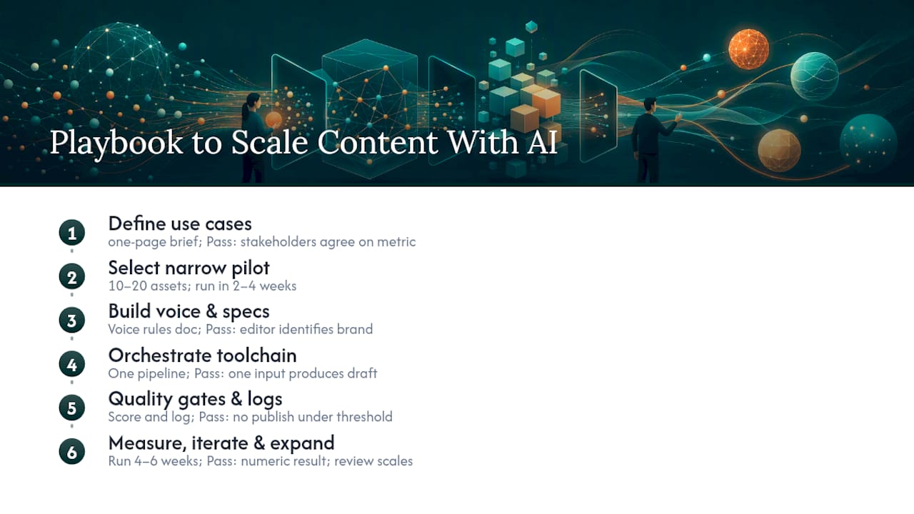 A 7-Step Playbook to Scale Content With AI — overview diagram