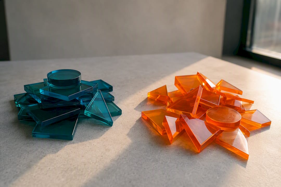 Abstract shapes representing classic SEO versus AEO