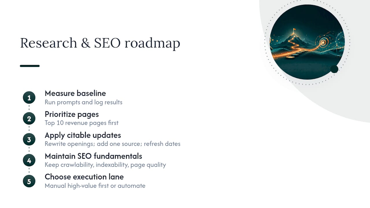A 30 to 60 Day Roadmap for Researchers and SEOs — overview diagram