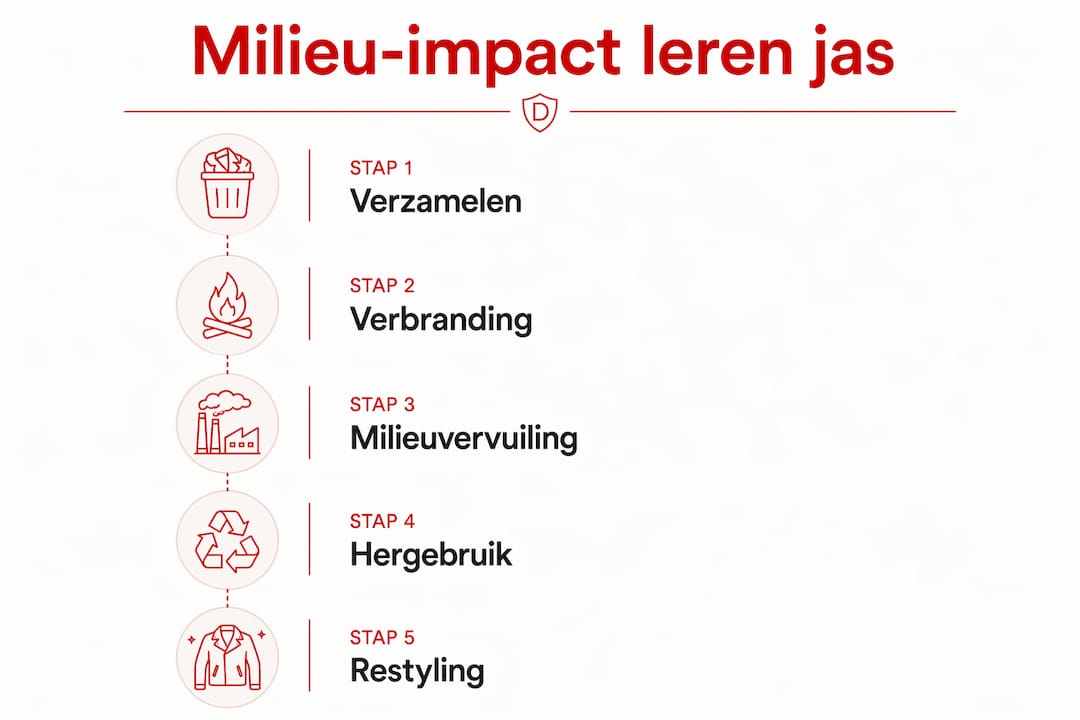 Infographic: de milieueffecten en het hergebruik van leren jassen stap voor stap uitgelegd