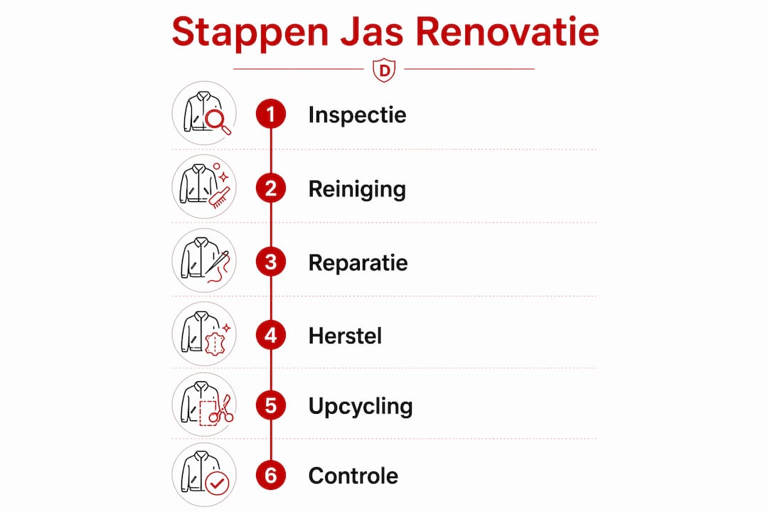 Overzicht: stappenplan voor het duurzaam opknappen van je jas
