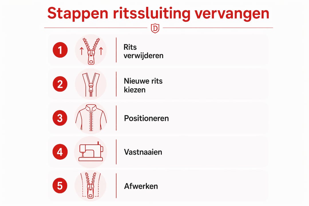 Infographic: in vijf stappen je rits vervangen