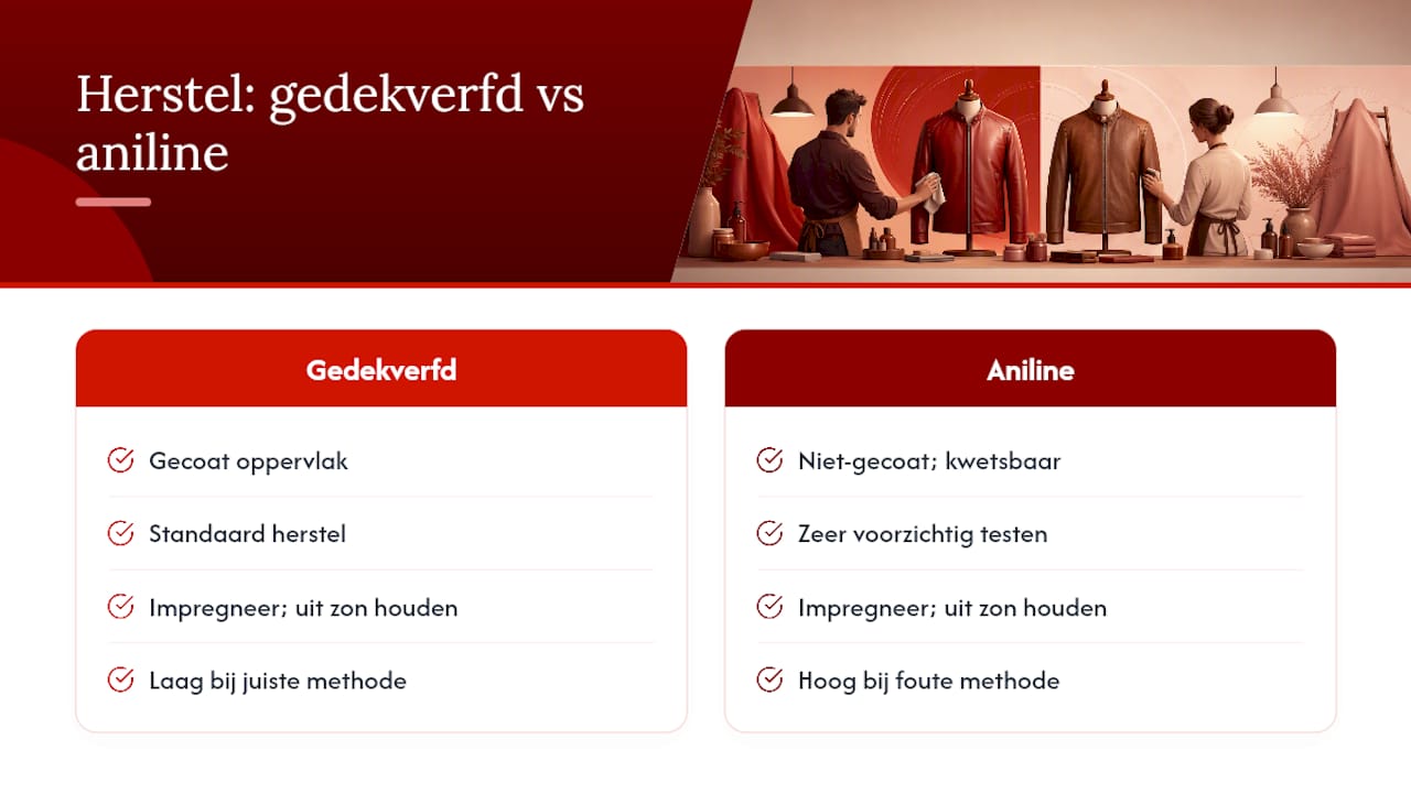 Vergelijking tussen gedekverfd en anilineleer