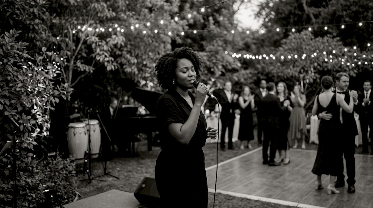 RB singer performing live at wedding reception