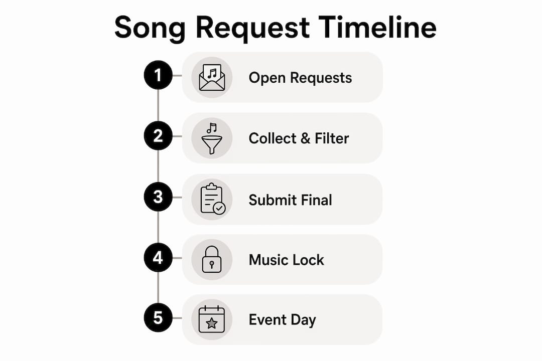 Infographic illustrating wedding song request timeline