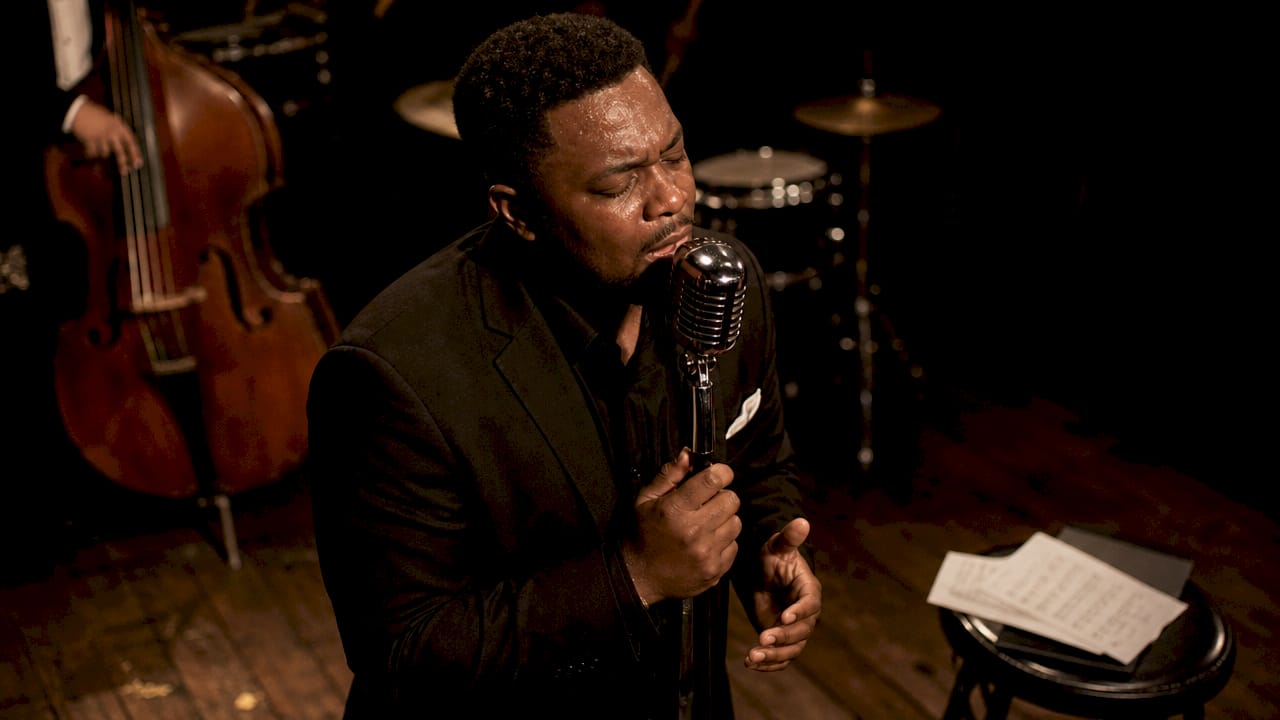 Soul singer performing passionately live