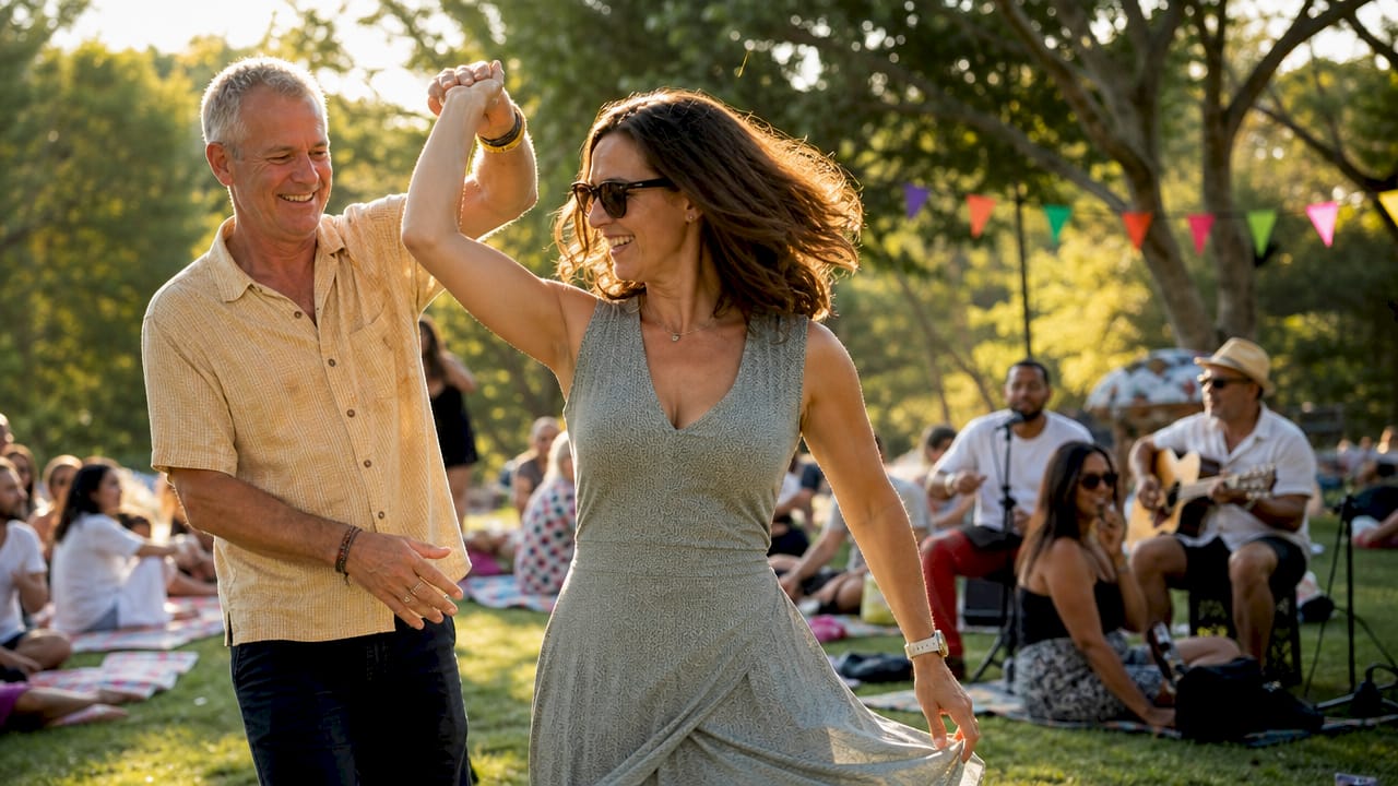 Couple dancing at Sydney summer soul event