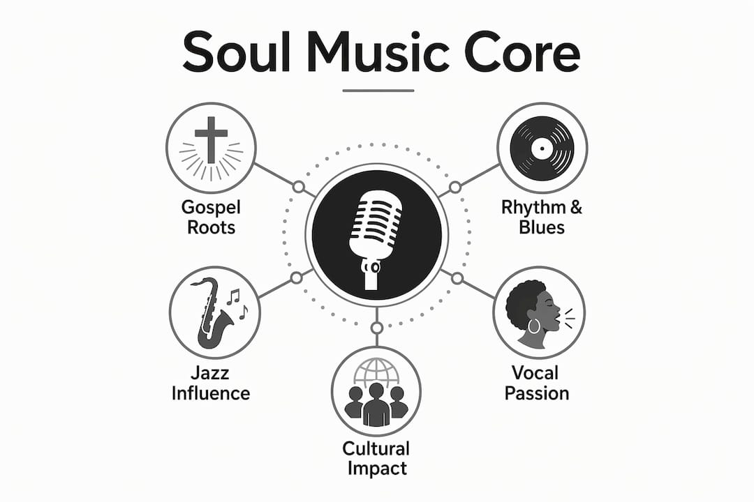 Infographic illustrating core elements of soul music