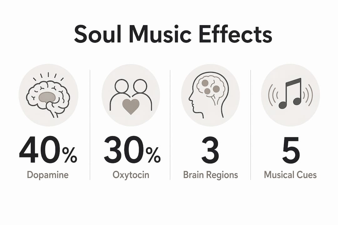 Infographic illustrating neuroscience effects of soul music