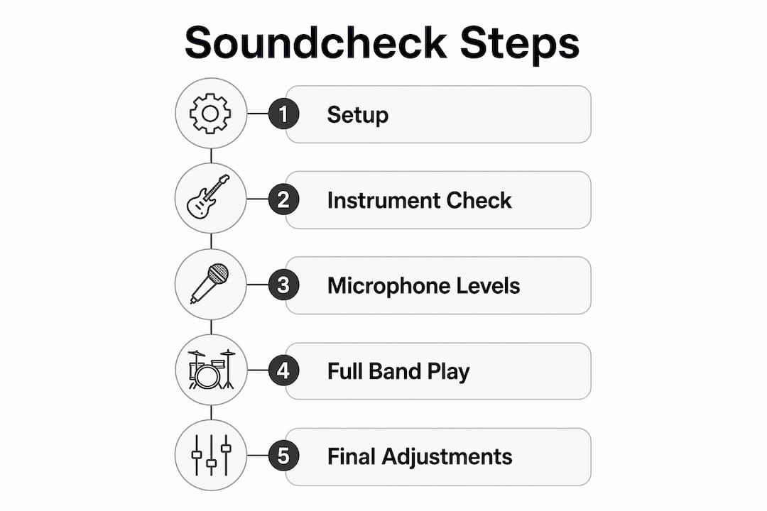 Infographic illustrating soundcheck process steps
