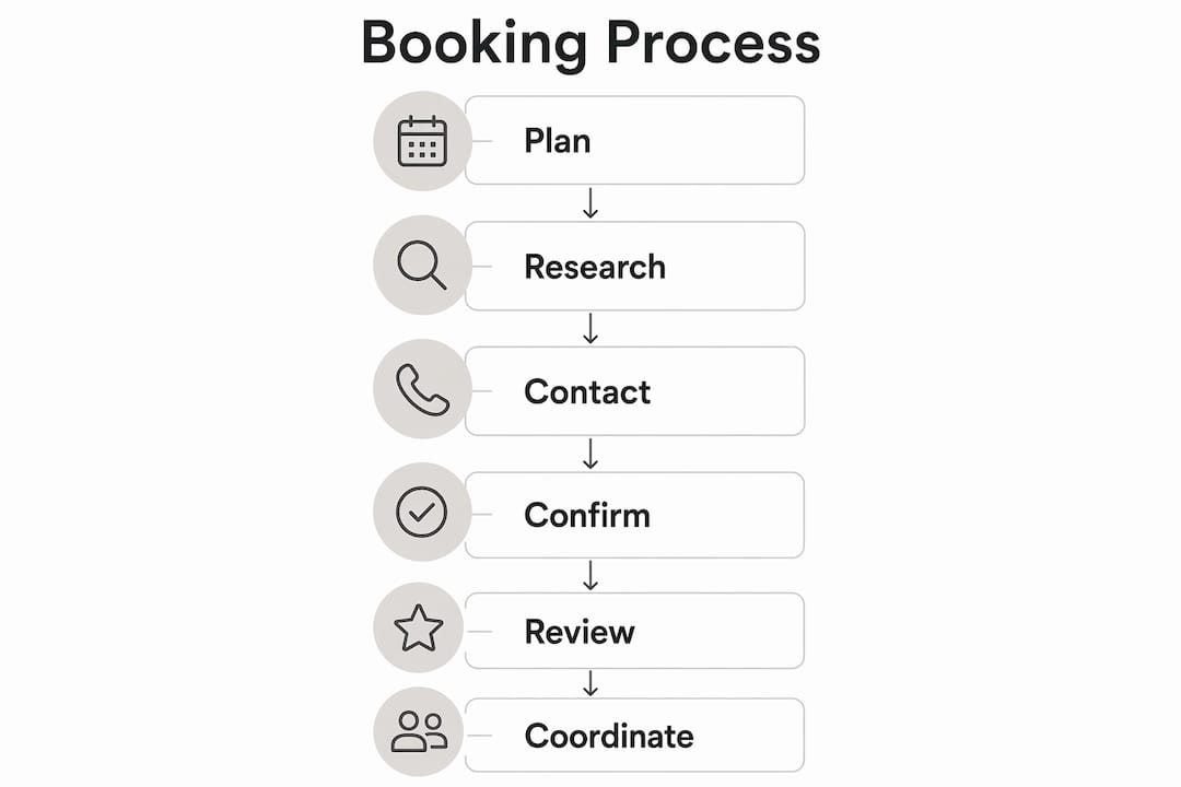 Infographic illustrating wedding entertainment booking steps
