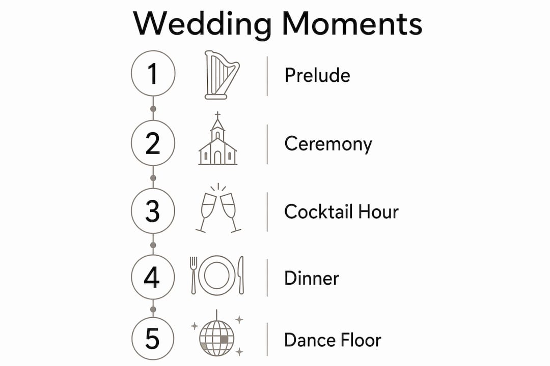 Infographic listing wedding song moments and counts