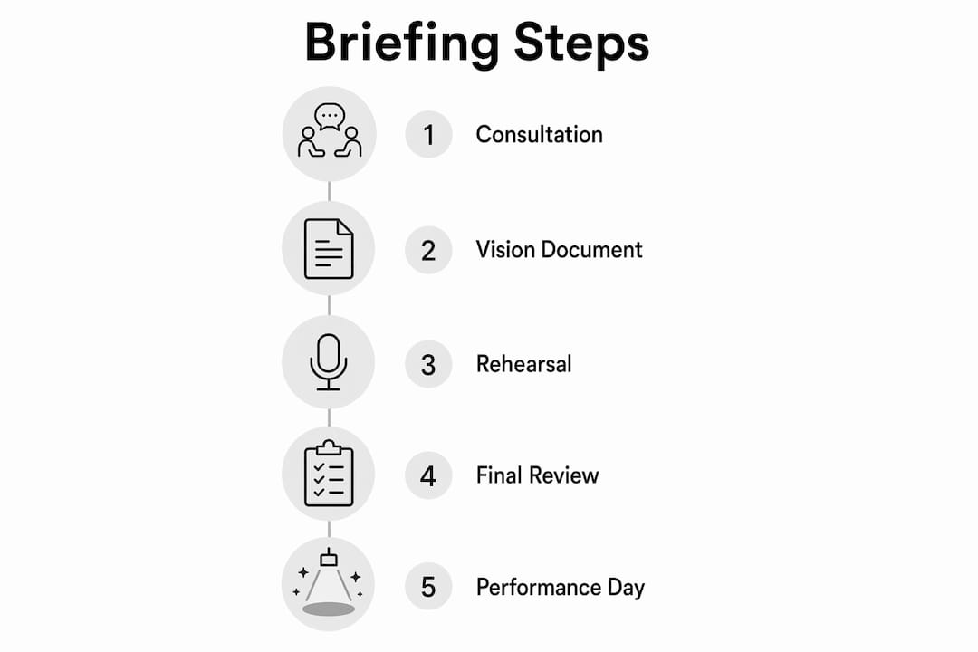 Step-by-step wedding band briefing infographic