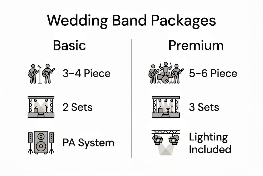 Infographic showing two wedding band package tiers
