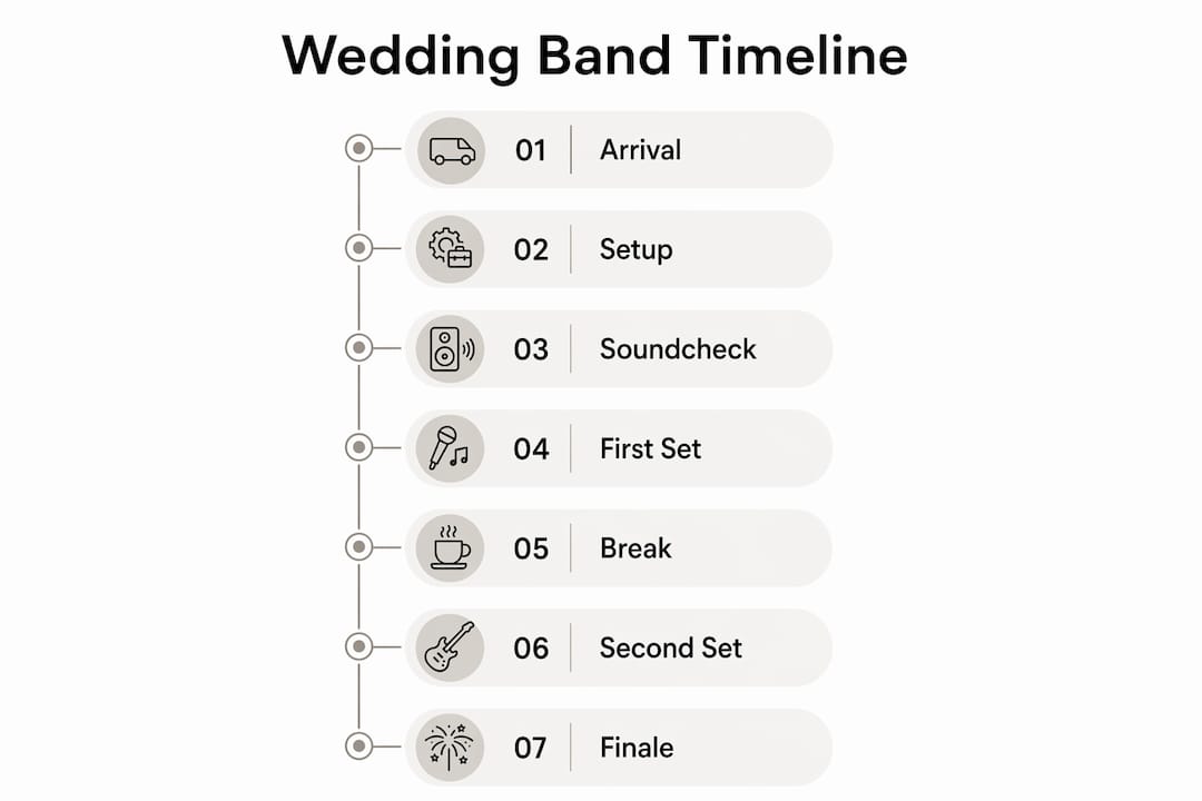 Infographic showing wedding band performance timeline steps
