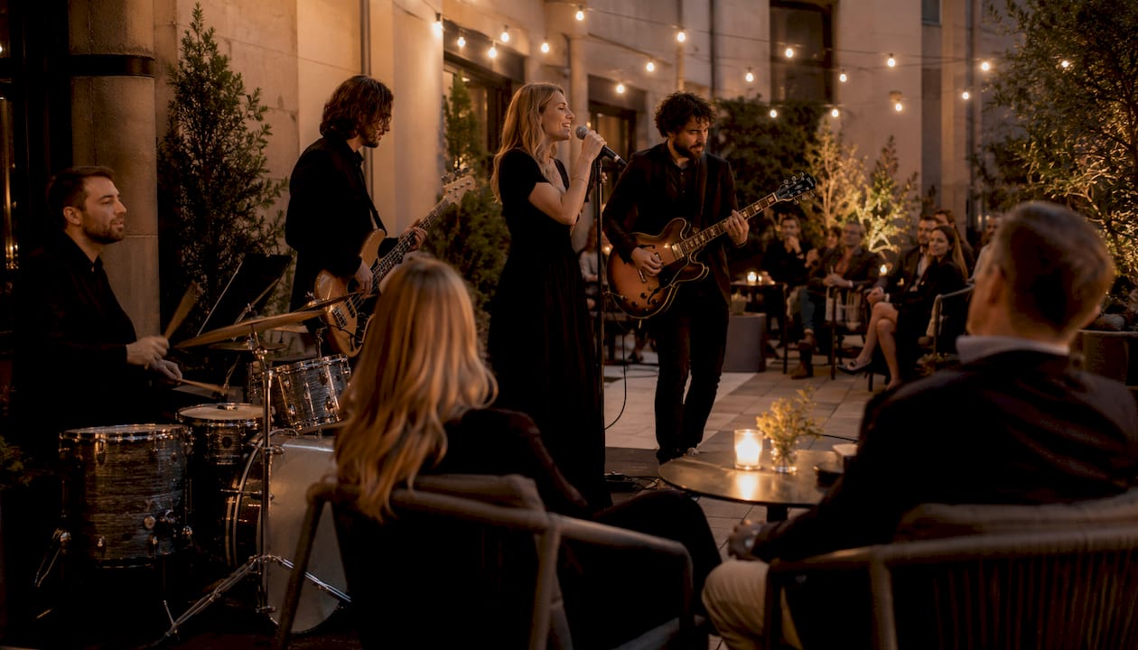 Function band performing at hotel event