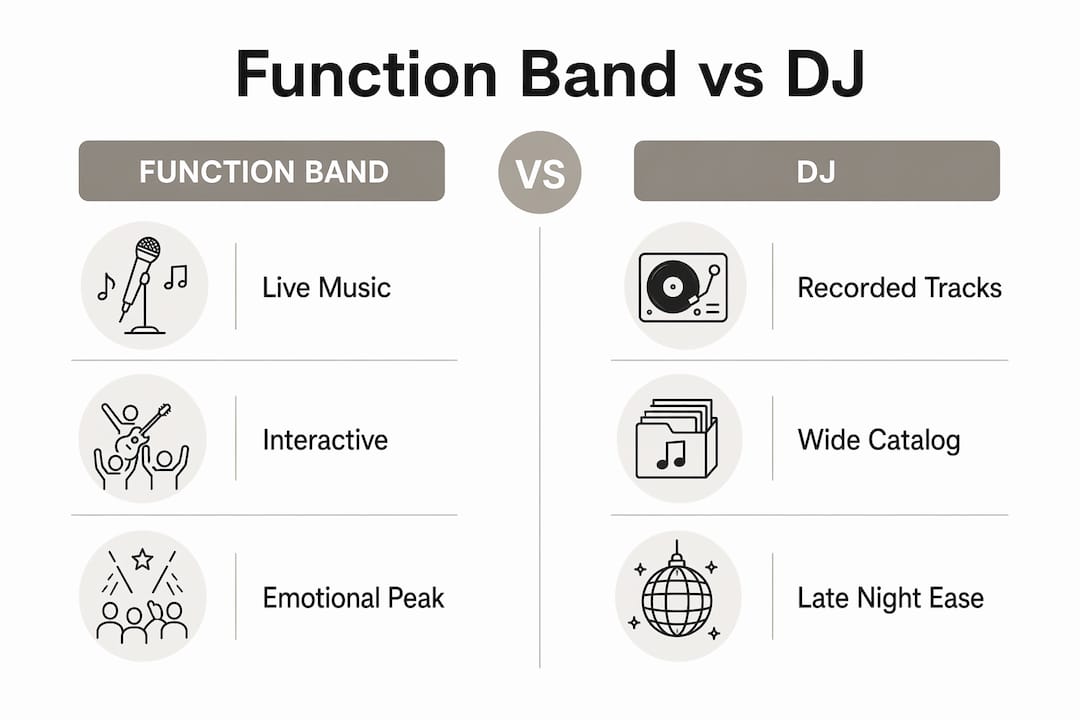 Infographic comparing function band and DJ