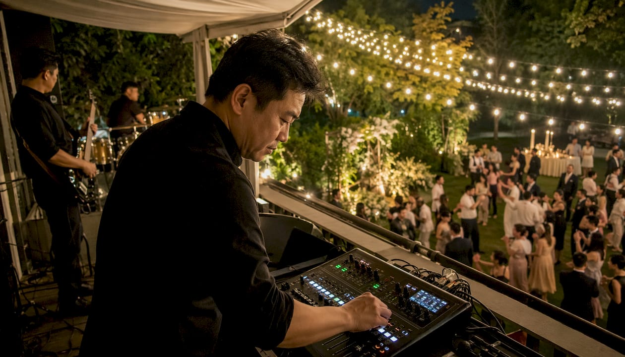 Bandleader assessing dance floor energy and mood