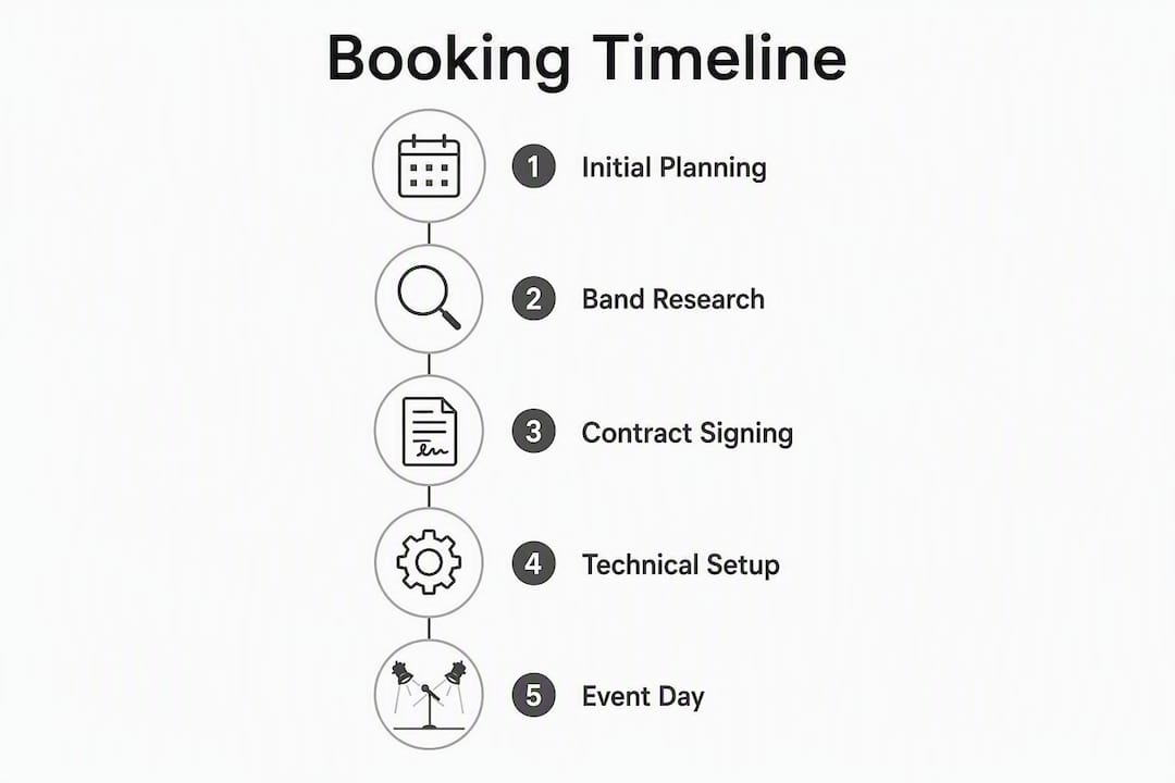 Infographic showing live band booking timeline steps