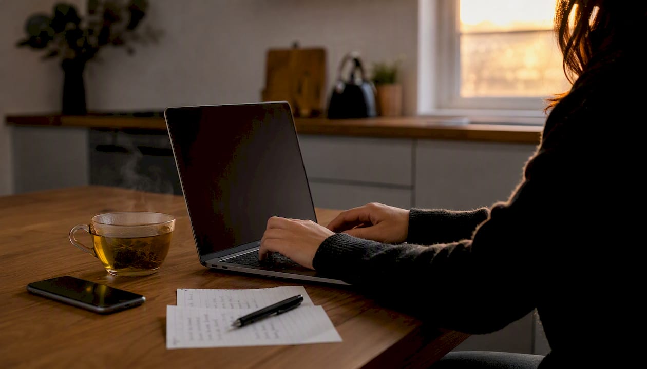 Hands typing on laptop searching for RB bands