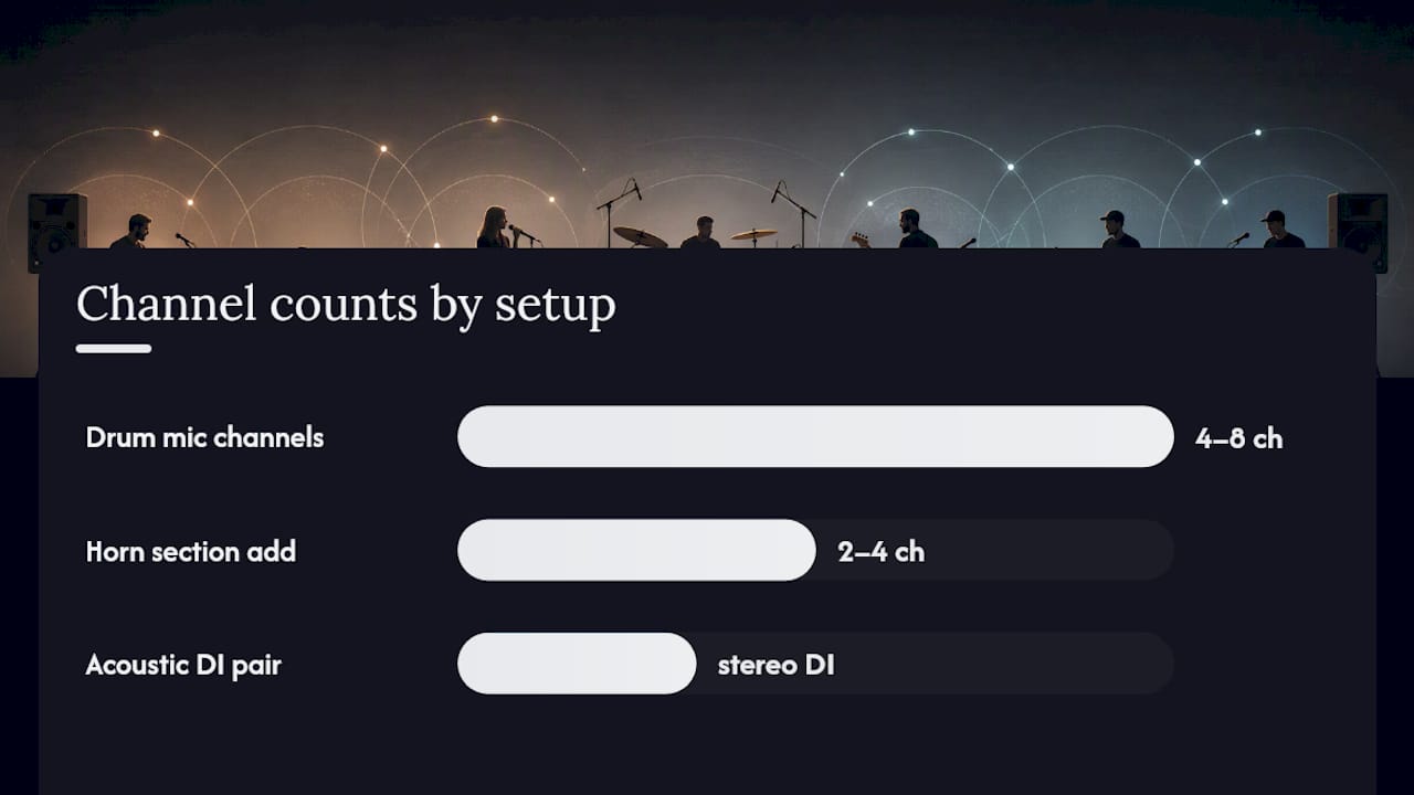 Diagram of band technical rider input channel list