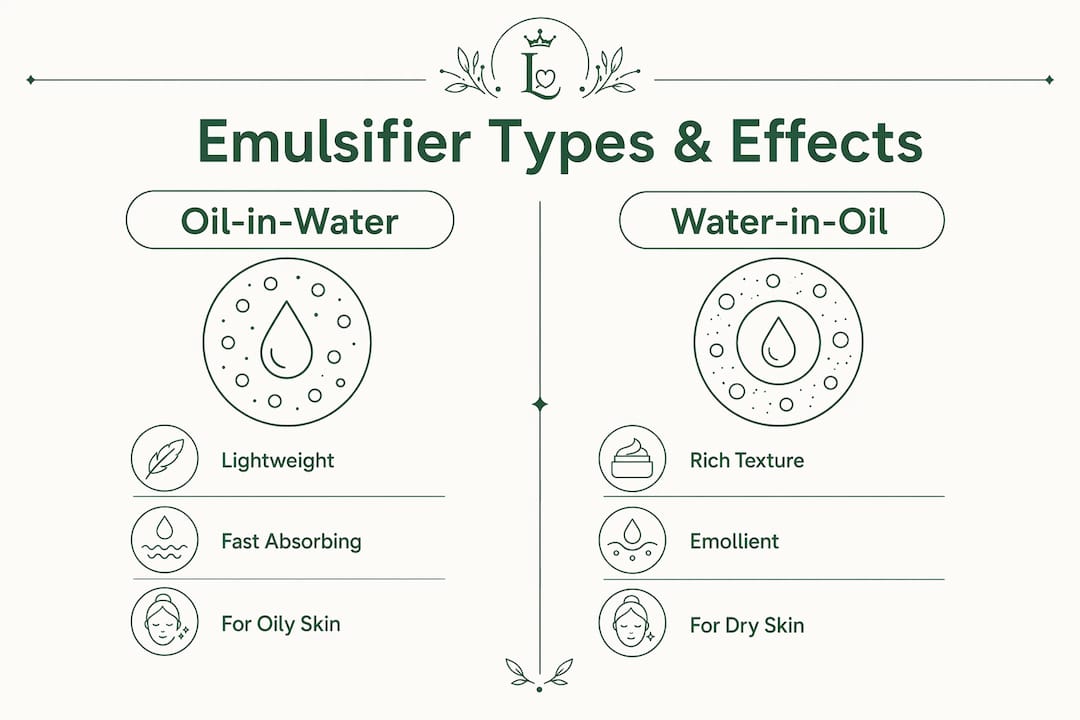 Infographic comparing emulsifier types and effects