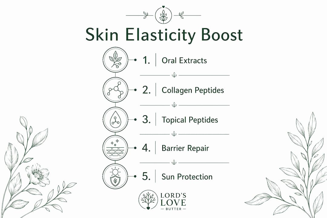 Infographic illustrating steps to boost skin elasticity