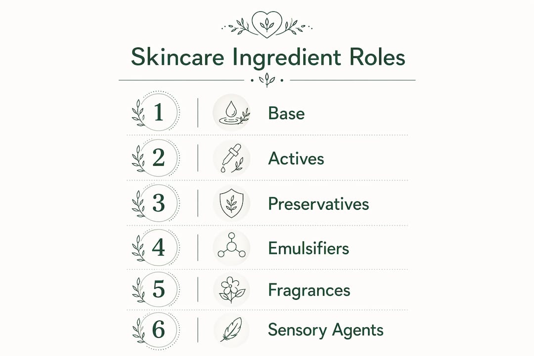 Infographic illustrating key skincare ingredient roles