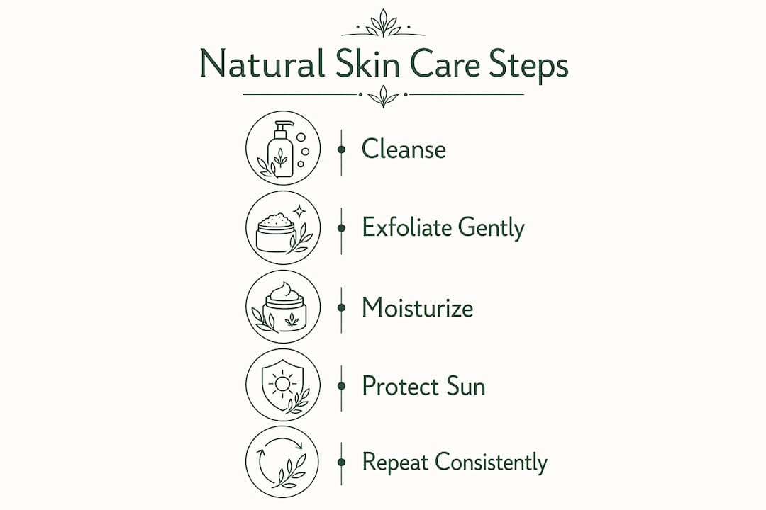 Infographic with natural skin care improvement steps