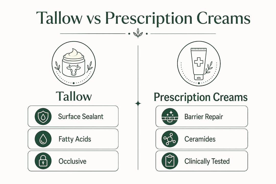 Comparison infographic of tallow and prescription creams
