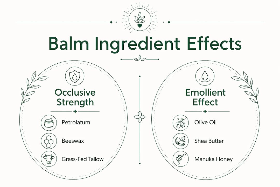 Comparison of natural balm ingredient effects