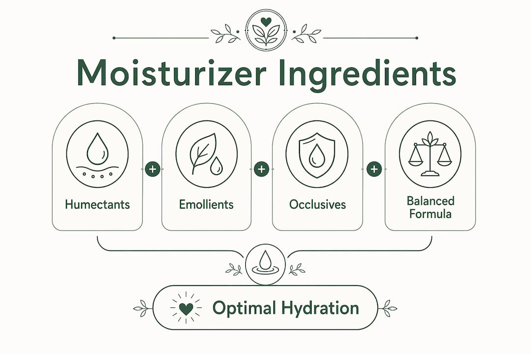 Infographic showing hierarchy of moisturizer ingredients