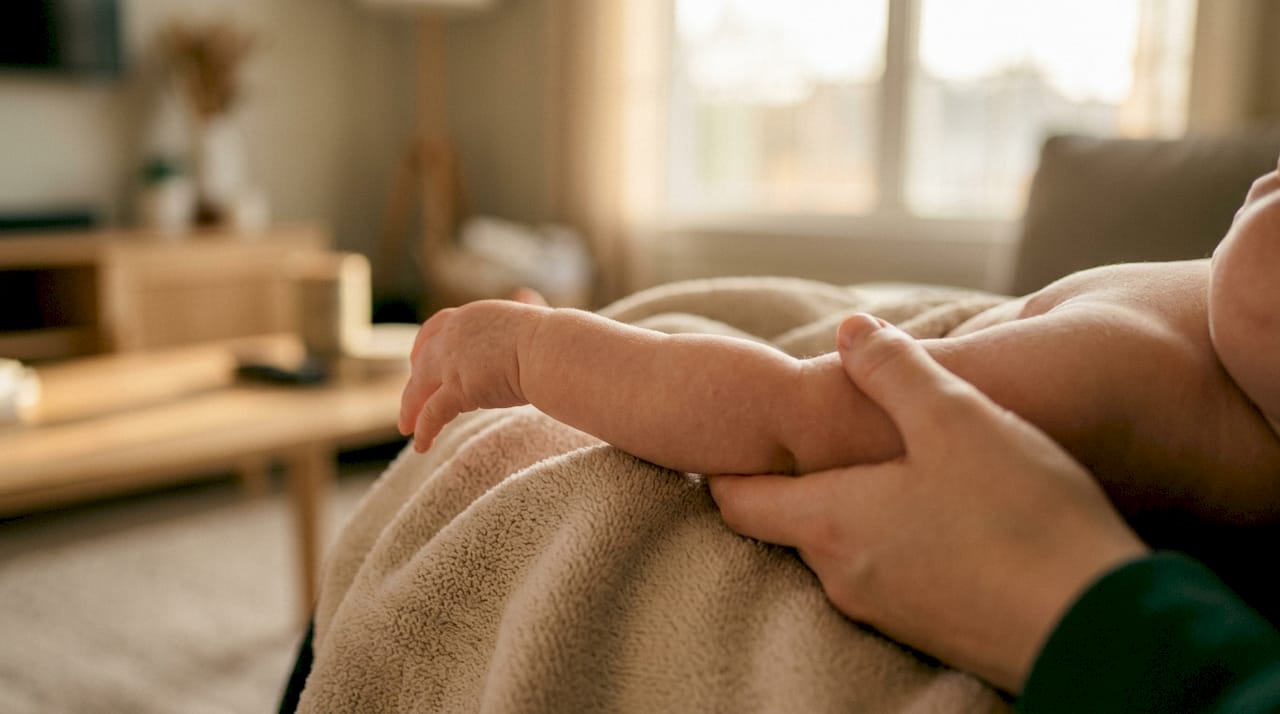 Close-up of baby's delicate skin on arm